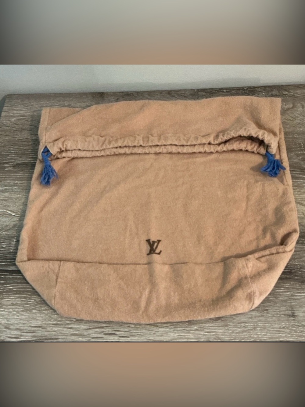 Louis Vuitton Tan Dust Bag with Blue Drawstrings